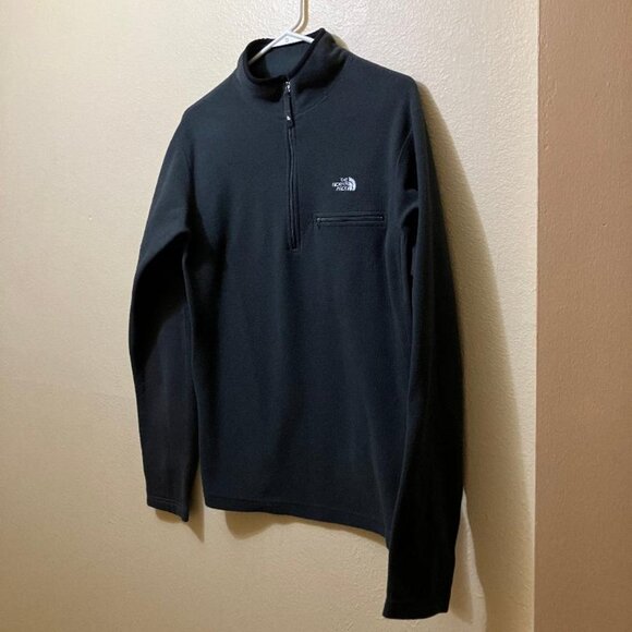 The North Face Men's Black 1/4 Zip Fleece Pullover Logo Sweatshirt Size Large - Picture 1 of 6